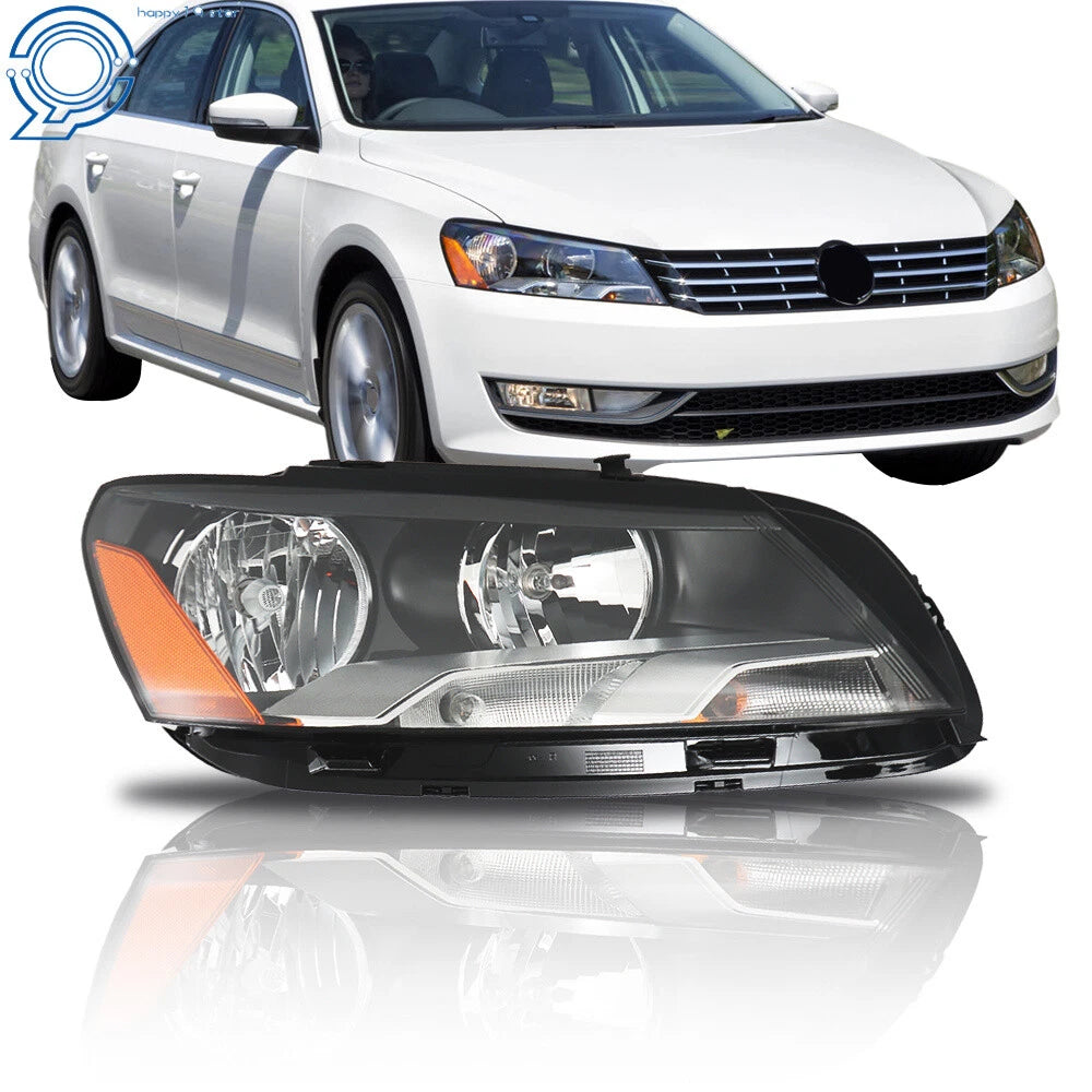 Halogen Headlight Assembly for Volkswagen Passat (2012-2015) Passenger Side Black