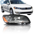 Halogen Headlight Assembly for Volkswagen Passat (2012-2015) Passenger Side Black