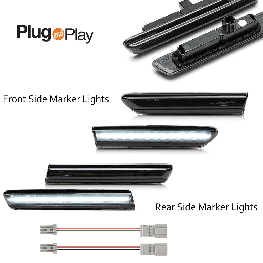 4X White LED Smoke Side Marker Lights for Acura TL (2007–2008)