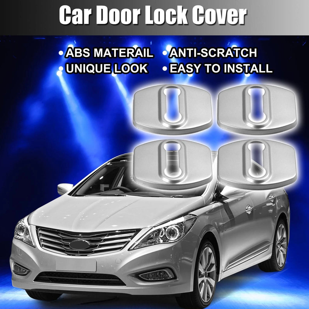Set of 4 Car Door Lock Latch Covers for Hyundai Kia  Silver Tone