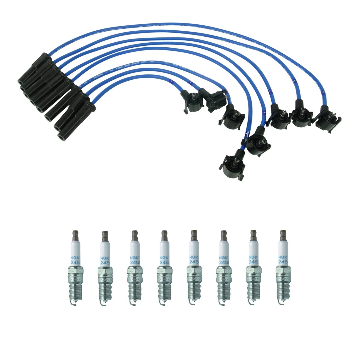 NGK Wire Set & 8 Laser Platinum Spark Plugs for Ford Mustang Ranger (1994–2004)