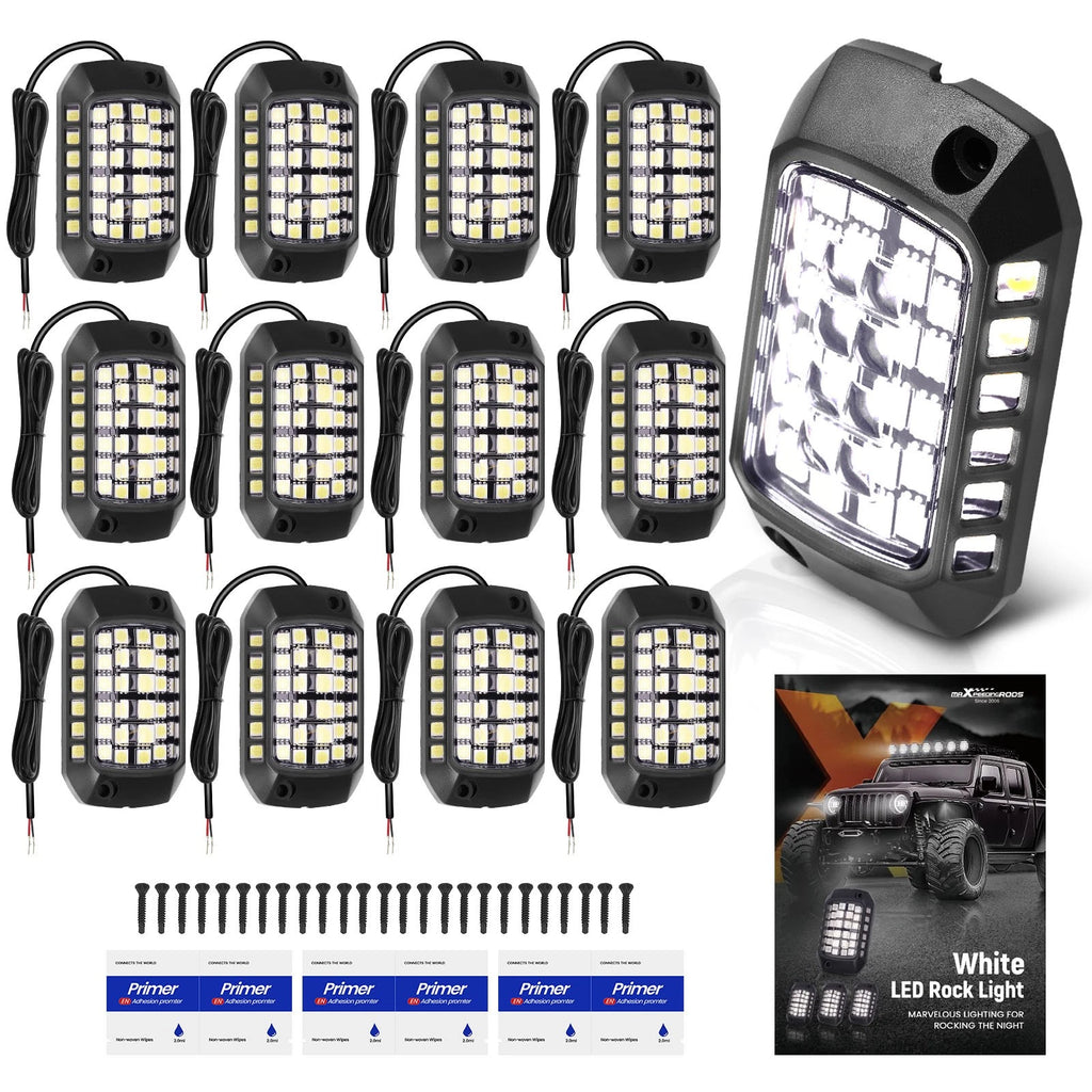 12X White LED Rock Light Kit for Jeep Wrangler (Universal Fit)