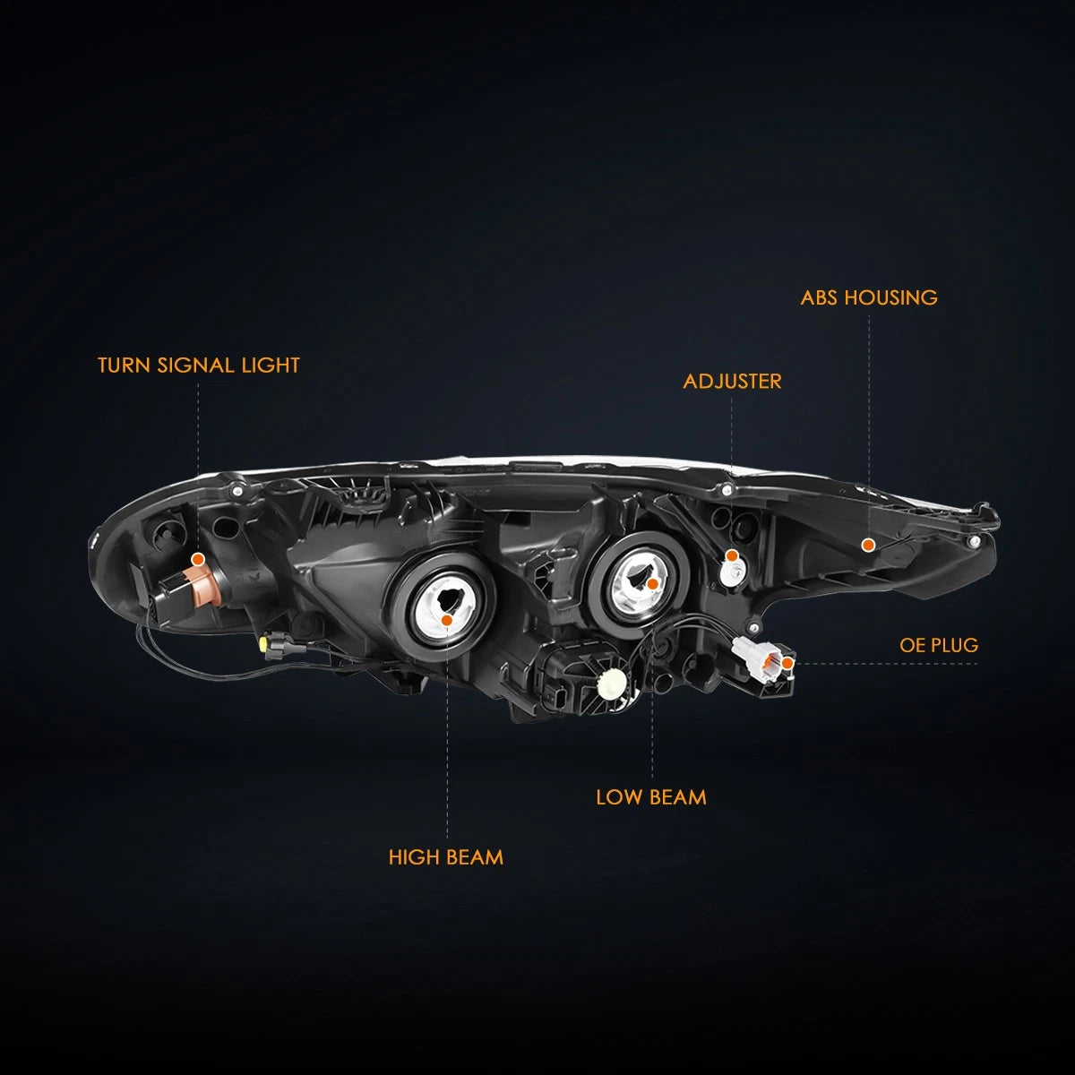 Projector Headlights for Honda Accord (2013–2015) Smoked Lens Amber Corner Pair