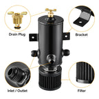 Aluminum 3-Port AN10 Oil Catch Can Breather Filter Tank for Universal (—)
