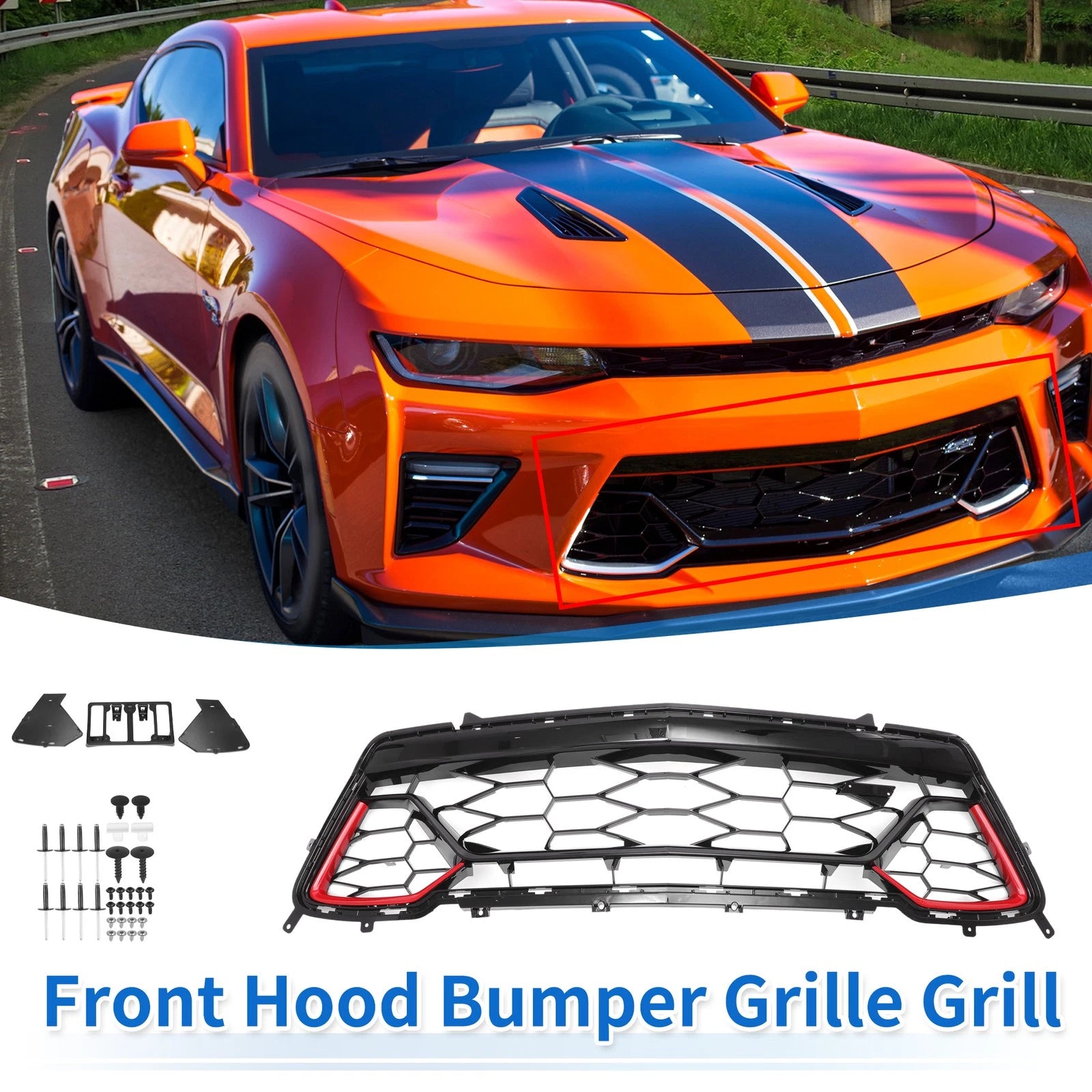Front Lower Bumper Grille for Chevrolet Camaro (2017–2018) 22812881, 22812882 Black