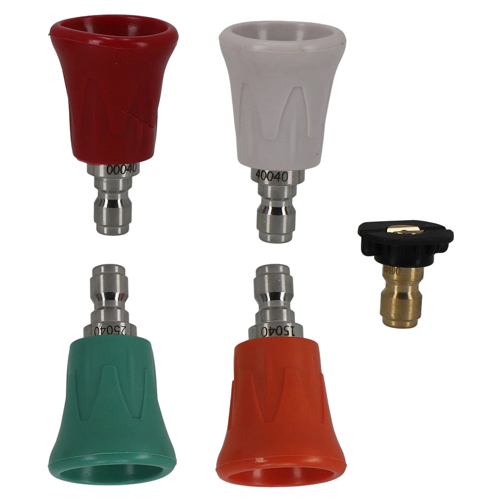 5X High Pressure Washer Nozzle Tips 1/4" QC Brass with Protector Guard