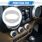3pcs AC Switch Knob Cover Ring for Jeep Wrangler JK JKU (2011–2018) Silver
