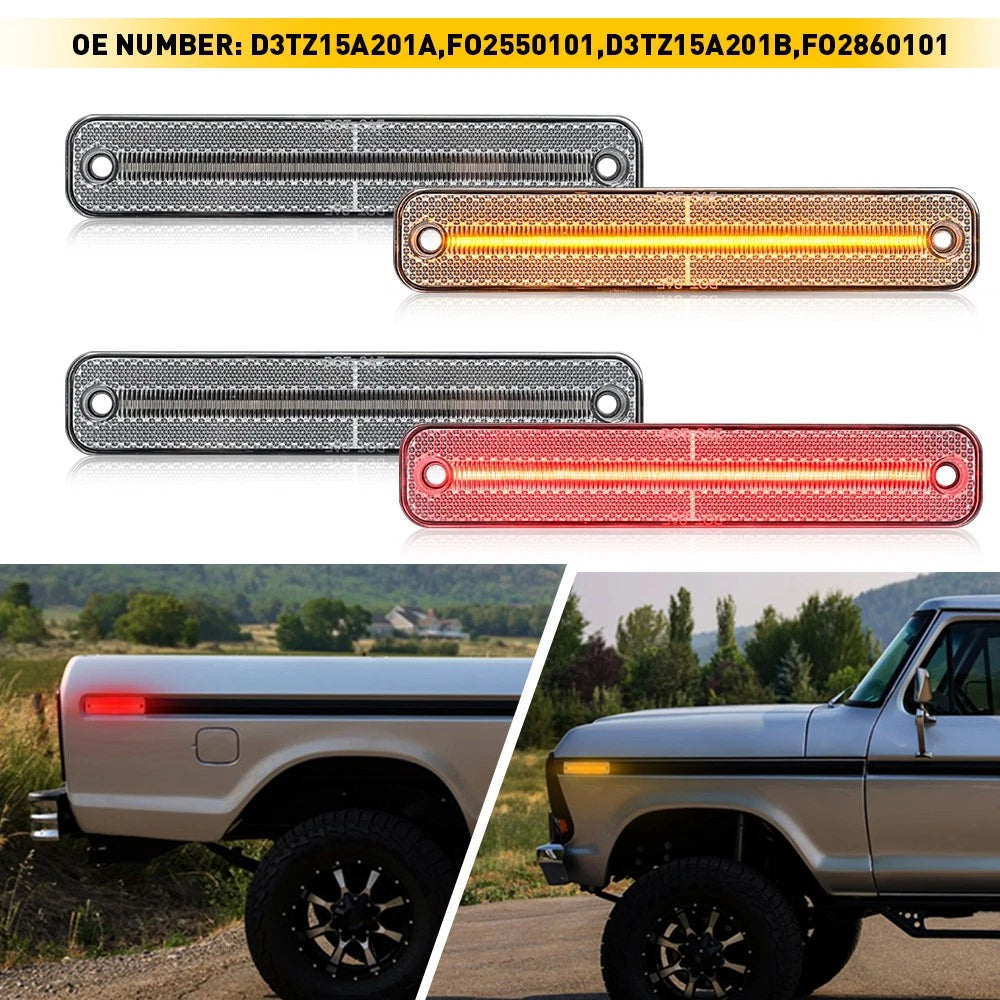 Clear LED Front & Rear Side Marker Lights for F-Series Ford Truck (1973–1979)