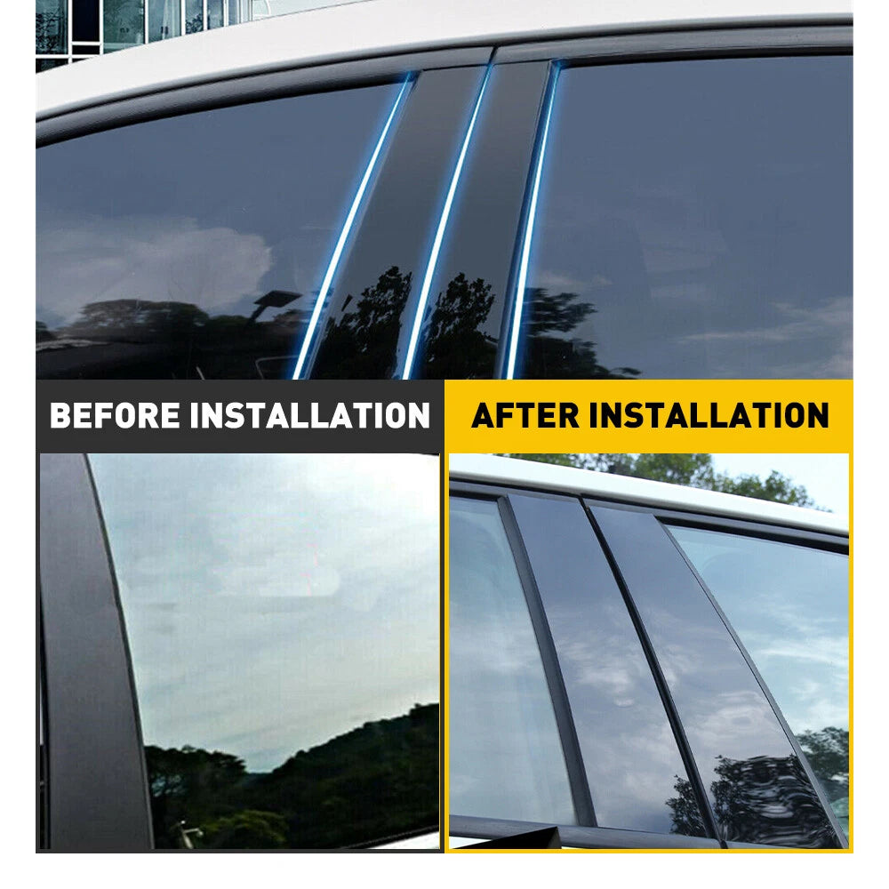 Set of 6 Black Window Pillar Posts Trim for Honda Accord (2013–2017)