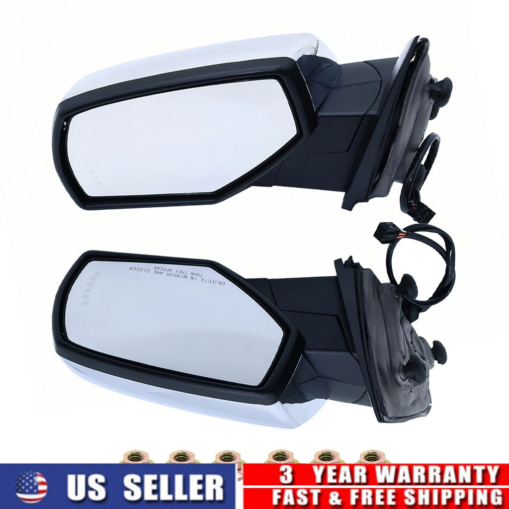 2Pcs Mirror Chrome Power Heated Signal for Silverado Sierra 1500 2500 HD (2014–2019)