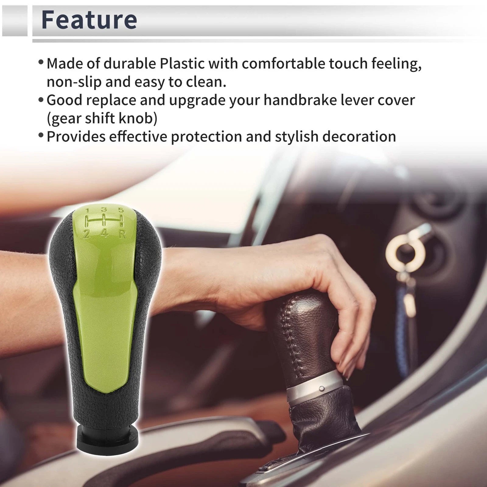 5 Speed Shift Knob for Chevrolet Spark (2013–2022) Green Black