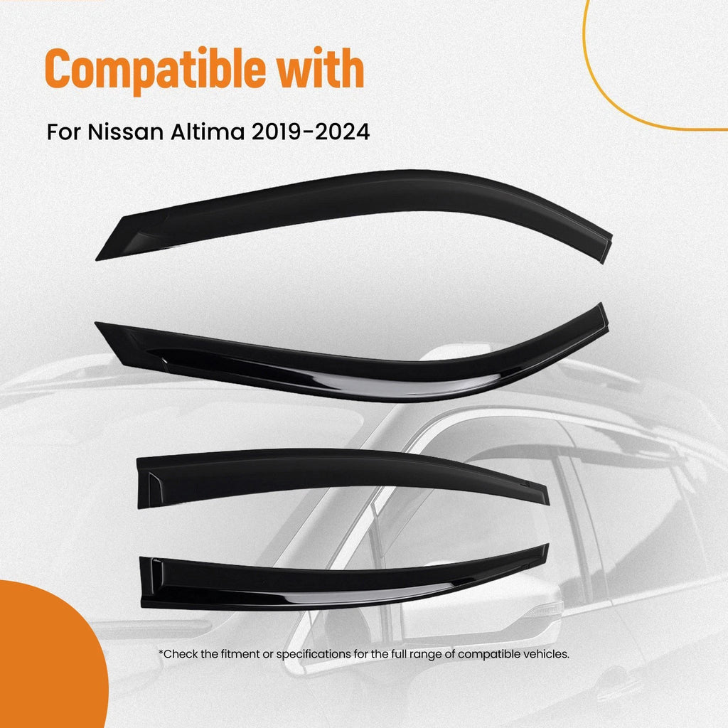 Set of 4 Front & Rear Window Visors Rain Guards for Nissan Altima (2019–2024)
