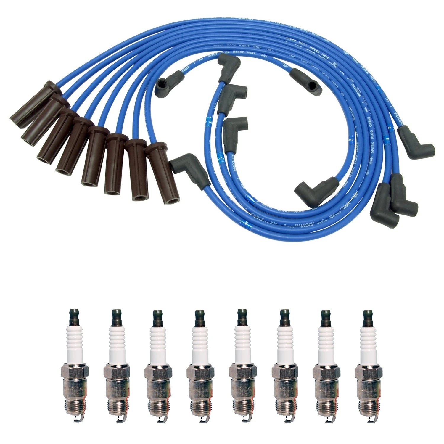 NGK 8mm Wire Set & Denso Iridium Spark Plug Kit for C2500 C3500 (1999–2007)