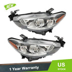 Set of 2 Halogen Chrome Headlights for Mazda 6 (2014–2017)