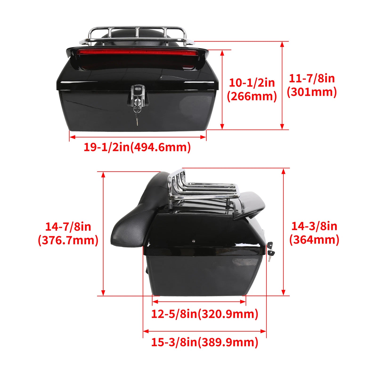 Tour Trunk Tail Box Luggage Pack for Harley Yamaha Suzuki Cruiser