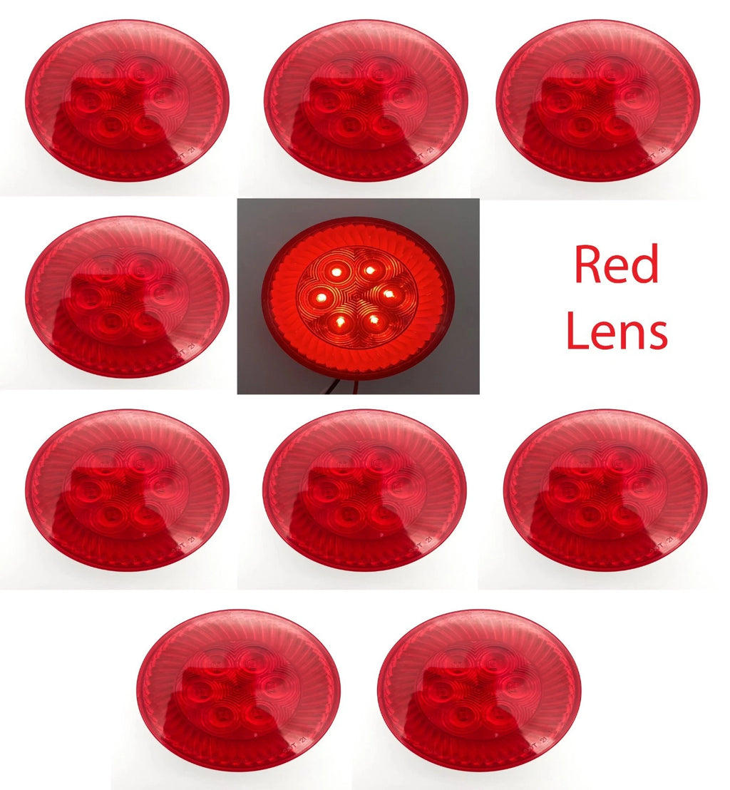 10-Pack 4 Inch Red LED Turbine Stop Lights for Universal Trailer (Fits)
