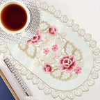 Set of 4 Oval/Rectangle Lace Floral Table Placemats 30x45cm Home Decor