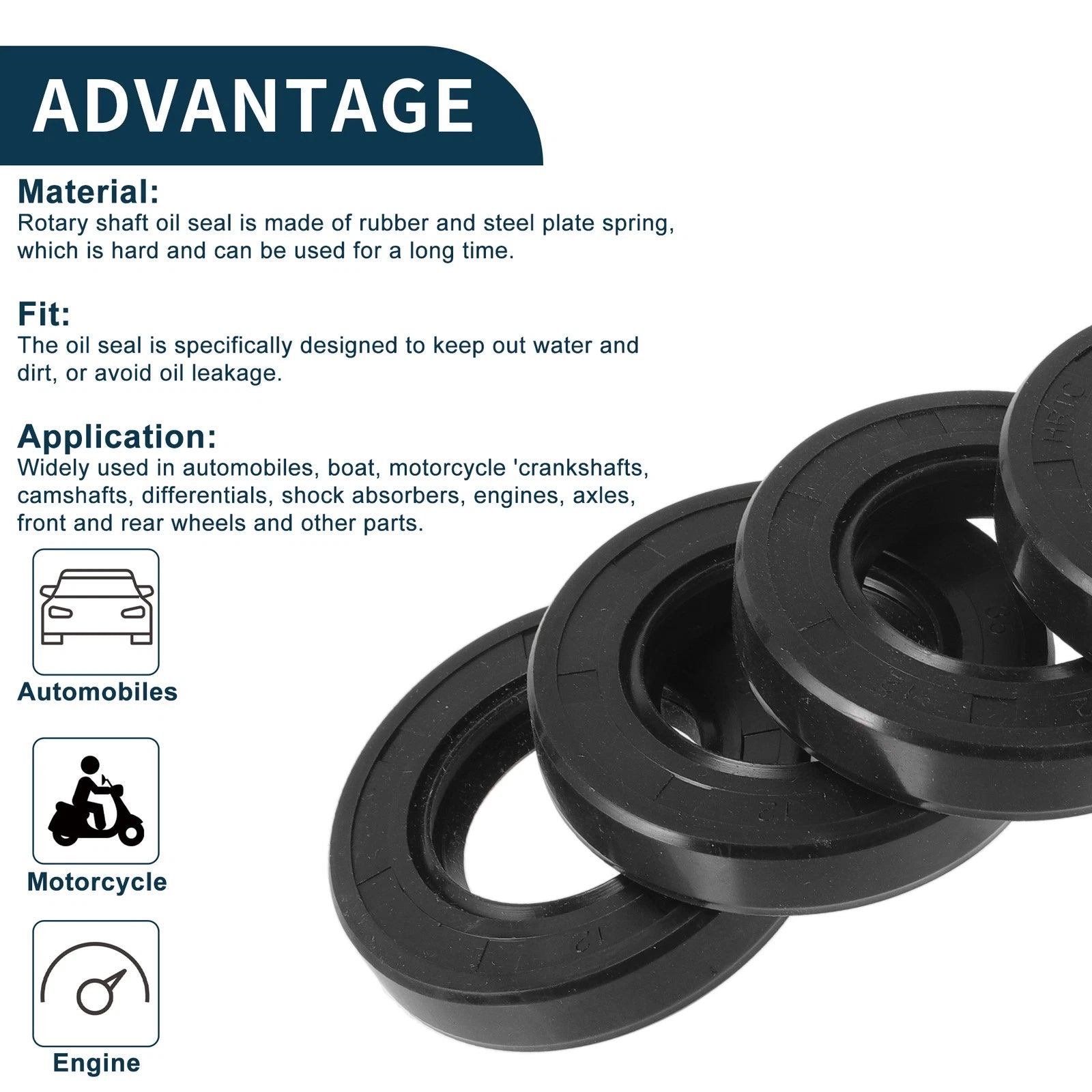 Set of 5 Oil Seal Rotary Shaft Seal NBR Rubber 35x62x12mm