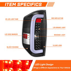 3D LED Tube Bar Tail Light for Tundra (2014–2021) Black Housing