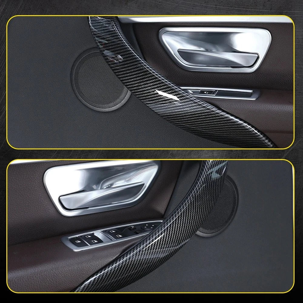 2X Carbon Fiber Trim Inside Door Handle for BMW 3 Series F30 F31 (2013–2018)