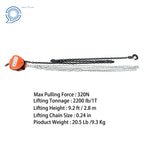 1 Ton Hand Chain Hoist for Garage Factory (10 ft Capacity)