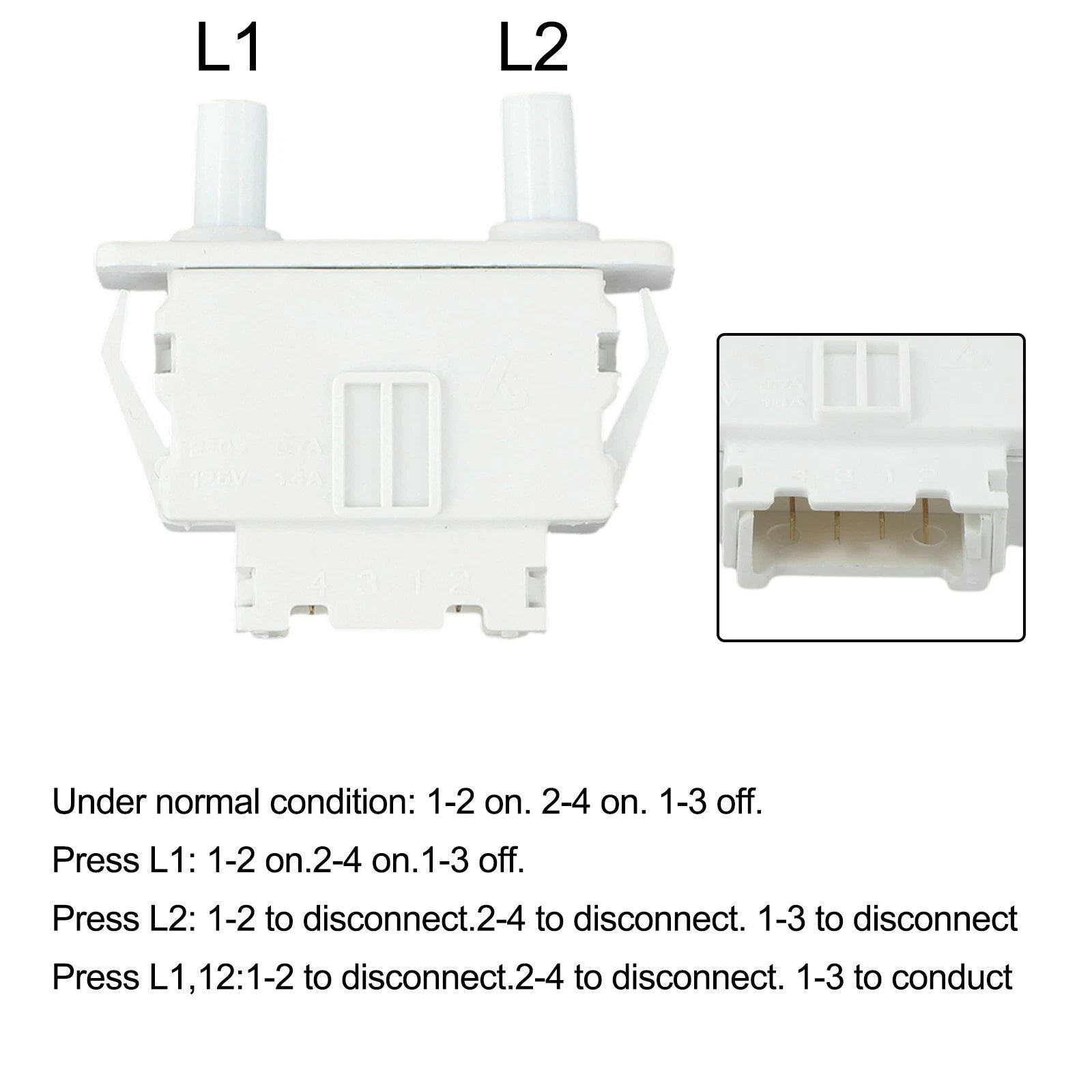 4Pin Door Switch for Refrigerator Light Control (1.4A)