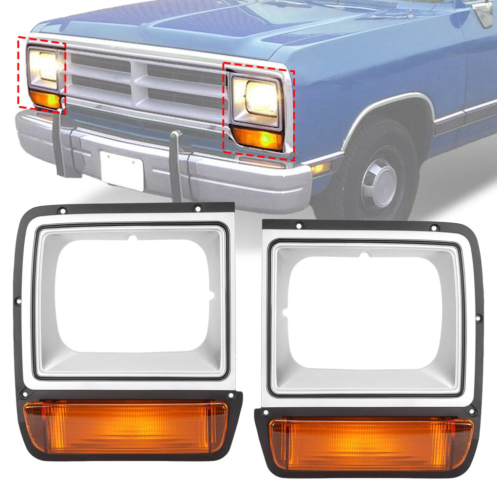 Headlight Bezel Pair for Dodge D/W Pickup Truck (1986–1990)