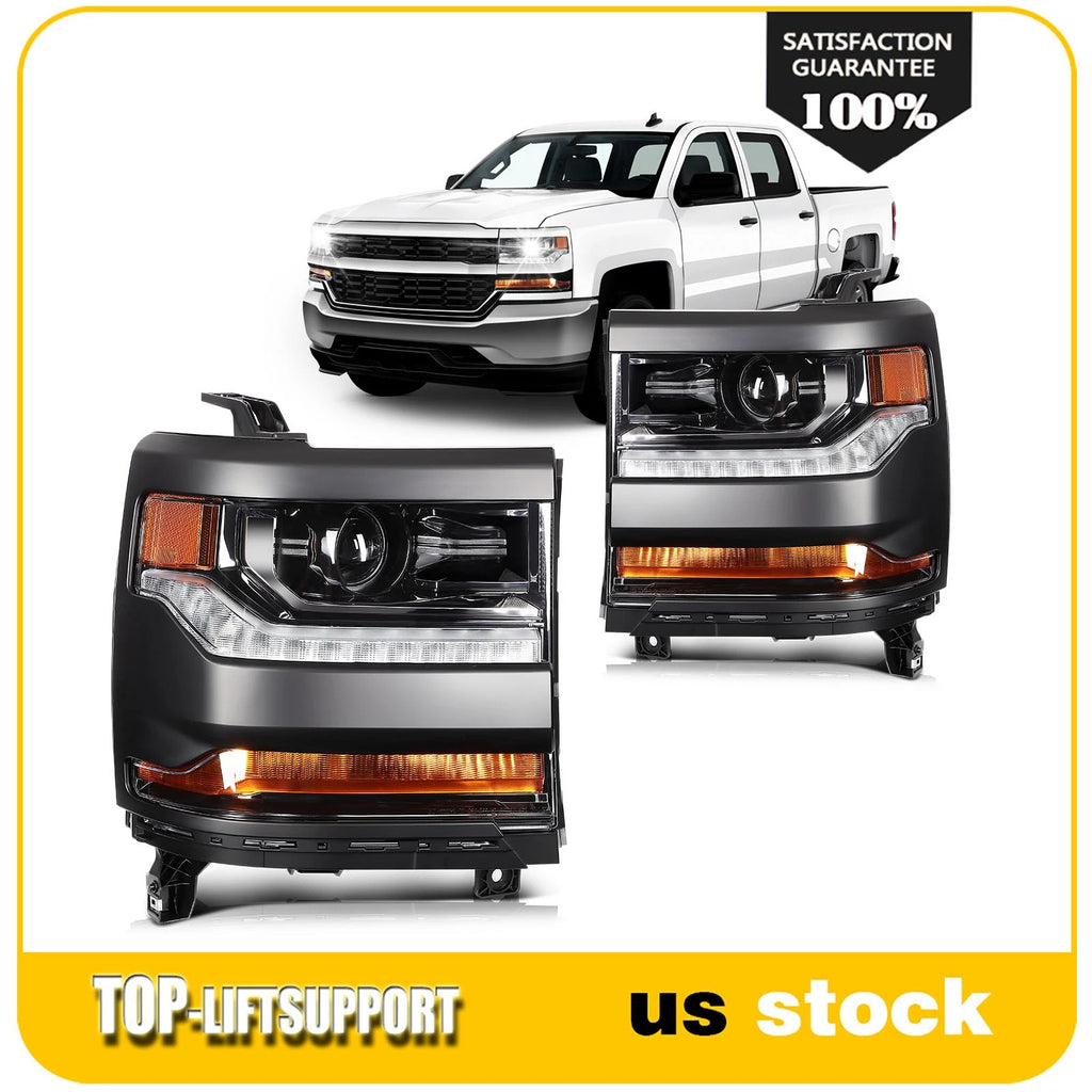 2X Headlight Assembly for Chevrolet Silverado 1500 2500 (2016–2019)