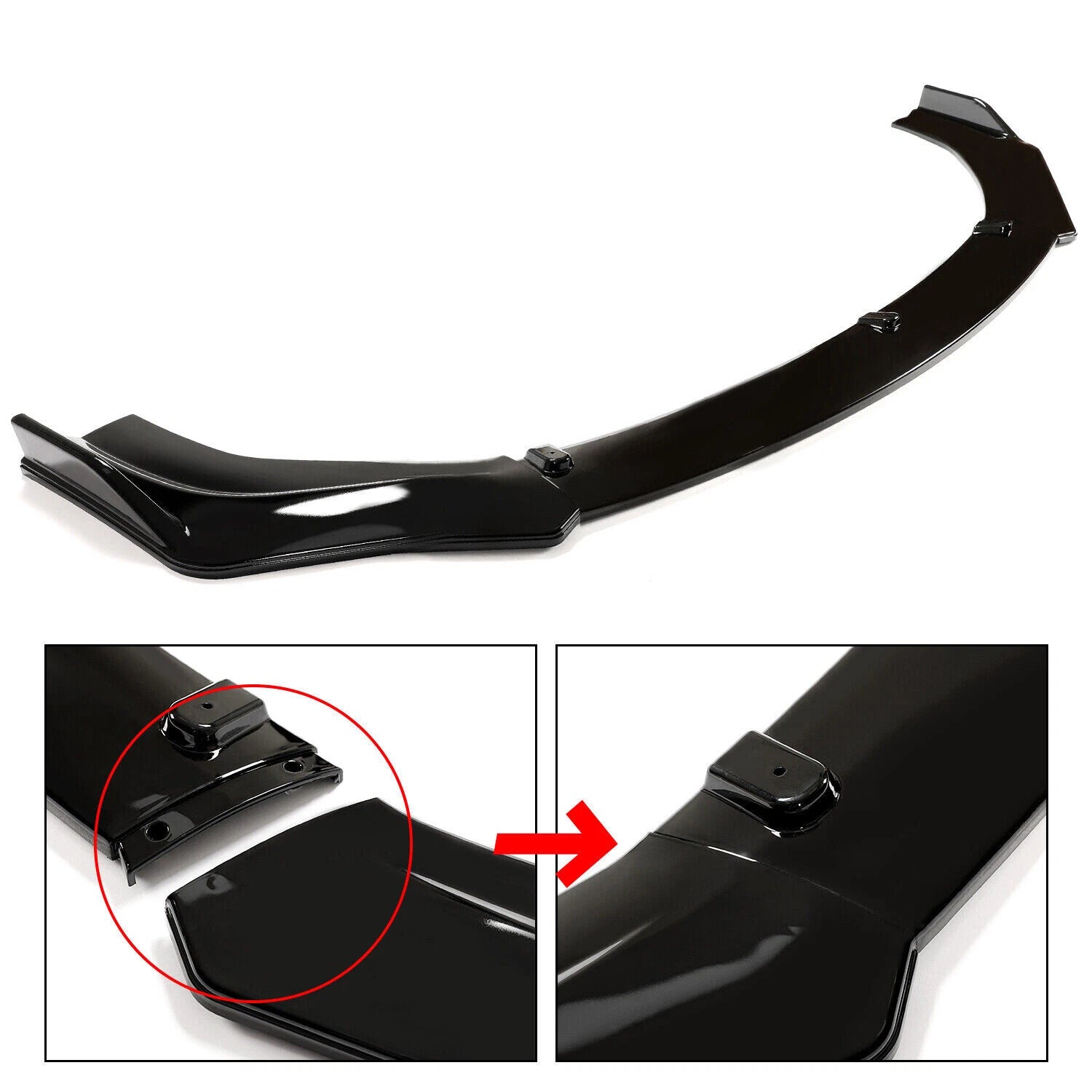 Front Bumper Lip Spoiler for Honda Civic Sedan (2016-2021) - Painted Black