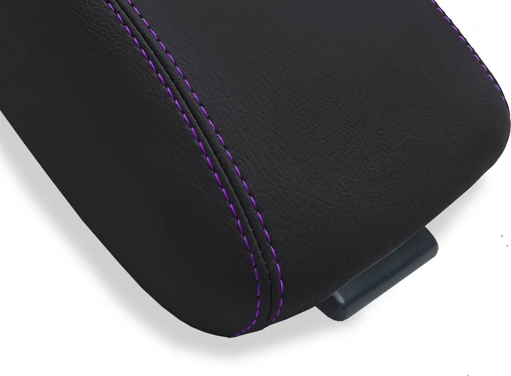 Leather Console Lid Armrest Cover for Honda CR-V (2017–2021) Purple Stitch