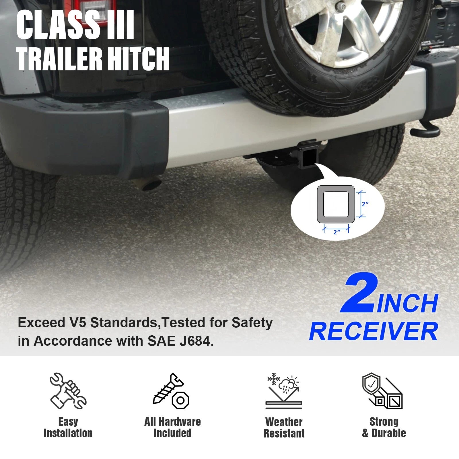 Trailer Hitch Receiver for Jeep Wrangler JK (2007-2018)