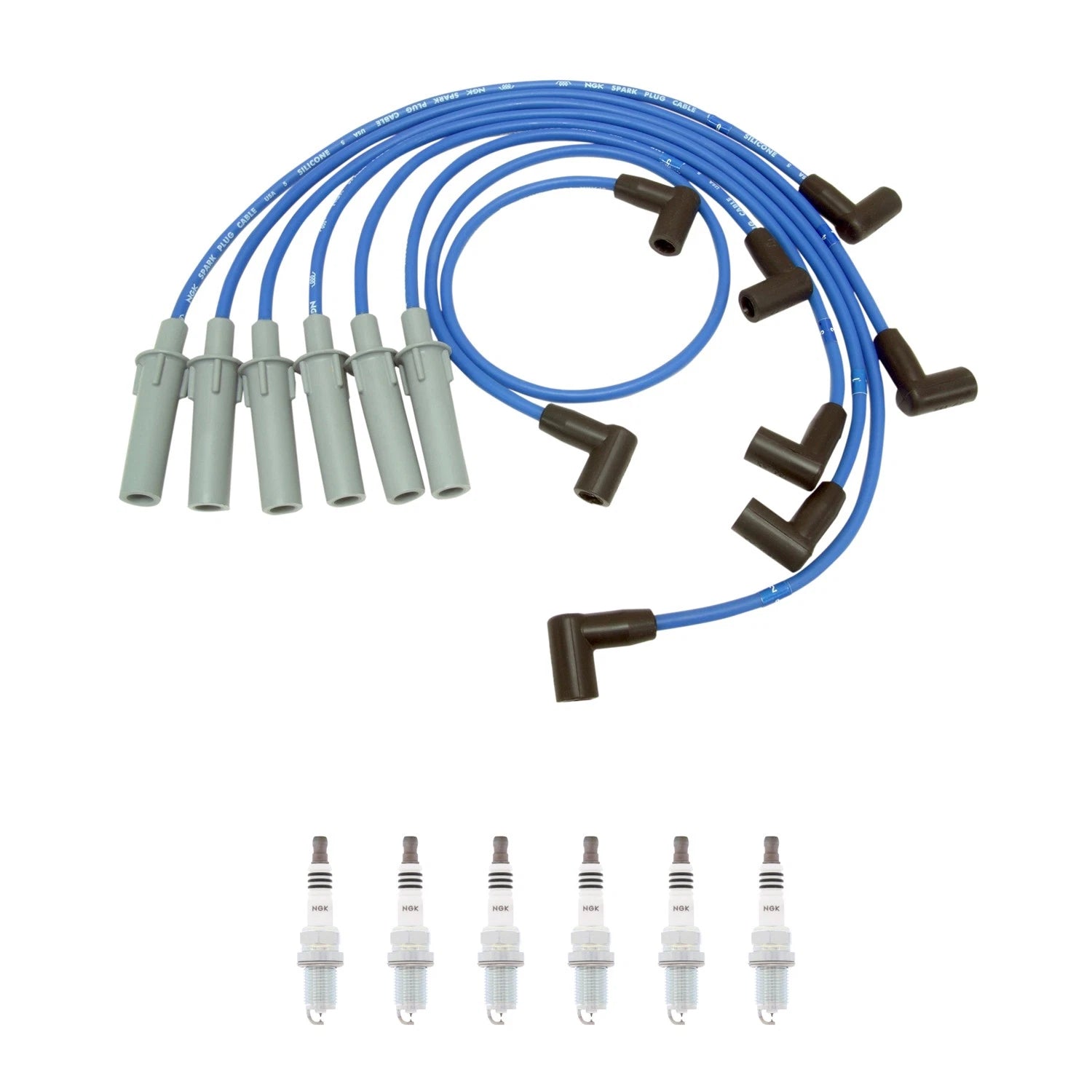 NGK Wire Set & 6 Ruthenium HX Spark Plugs for Dakota Ram 1500 (1997–2004)