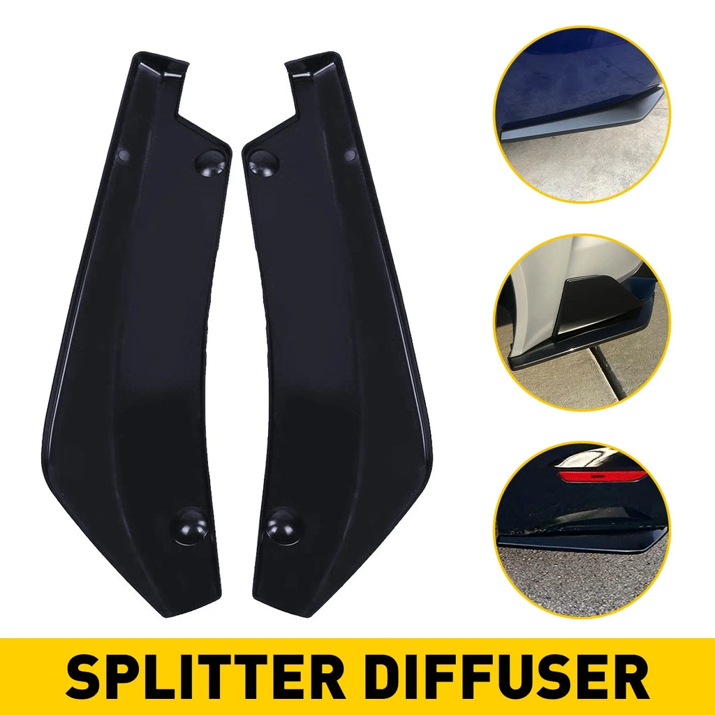 2X Rear Bumper Corner Lip Splitter Diffuser Body Kit Black Universal