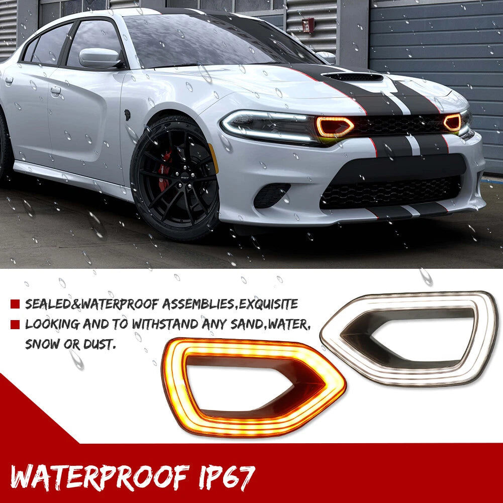 Front Upper Grille for Charger SRT Scat Pack (2015–2023) with LED Lamps