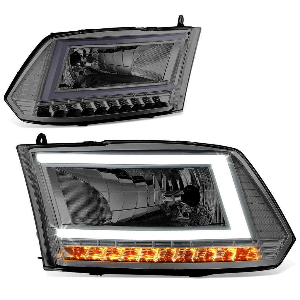 Smoked/Clear C-LED DRL Sequential Turn Signal Headlights for RAM 1500 (2009–2024)