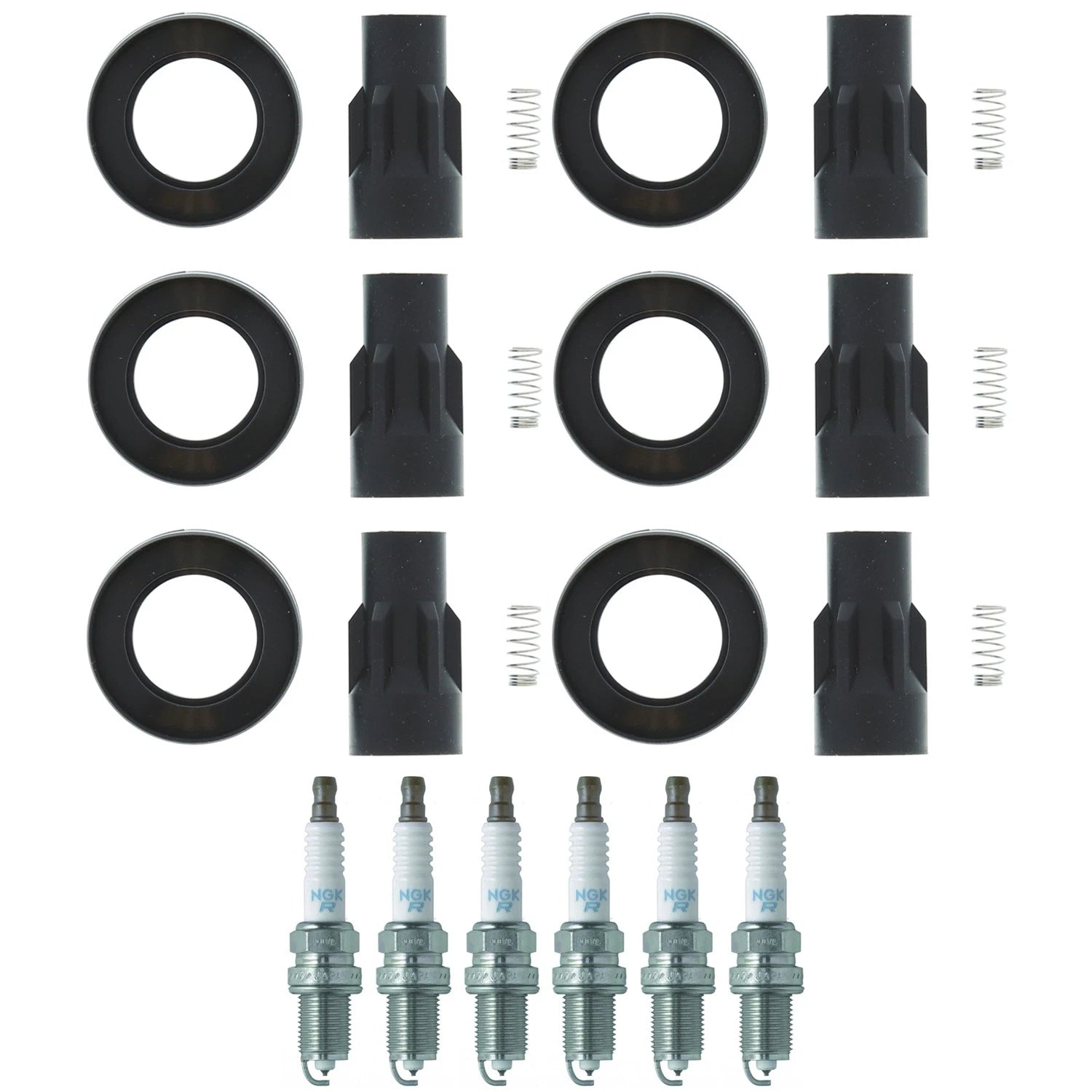 Set of 6 NGK Laser Platinum Spark Plugs & Denso Coil Boots for Lexus ES330 (2004–2006)