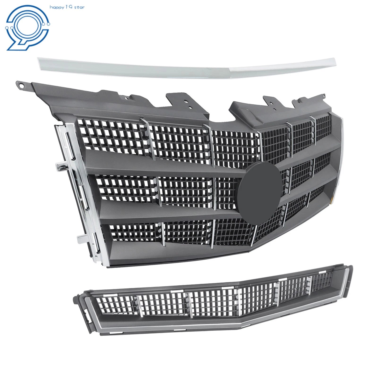 Front Upper & Lower Grill with Chrome Trim for Cadillac CTS (2008-2011)