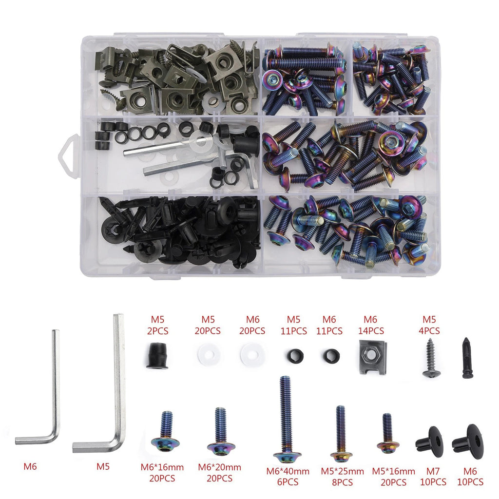 Iridium Fairing Bolts Screws Bodywork Kit for Yamaha YZF R6 R1 R3 R25 FZ07 FZ09 (2006–2023)