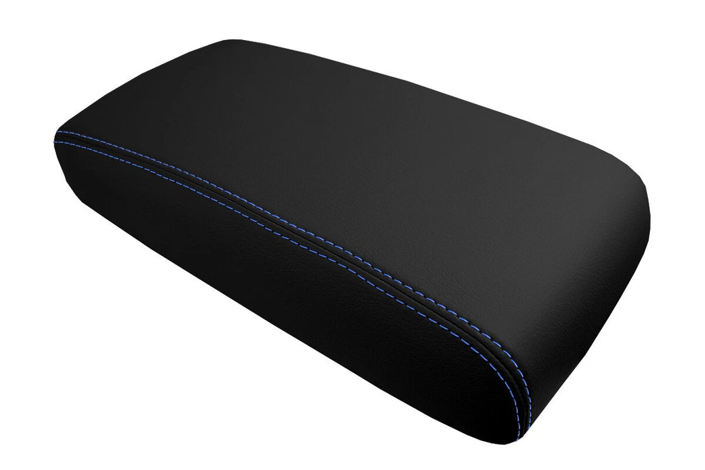 Leather Console Lid Armrest Cover for Nissan Pathfinder (1996–2004) Blue Stitch