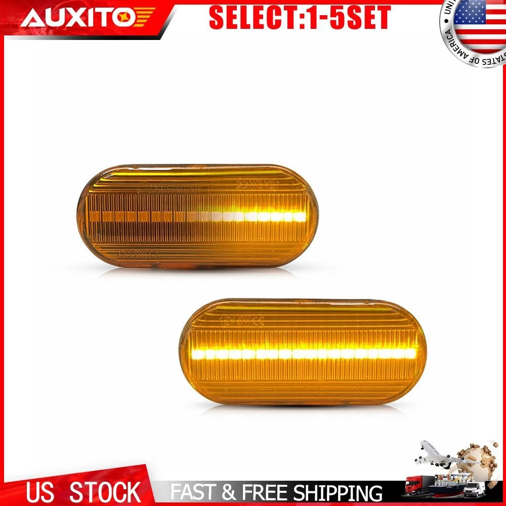 2X Fender Sequential Amber LED Side Marker Lights for VW B5 B5.5 Passat (1999–2004)