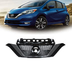 Front Bumper Upper Grille for Nissan Versa Note (2017–2019) Black Plastic