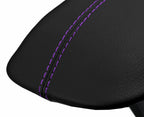 Leather Console Lid Armrest Cover for Ford Mustang (2015–2020) Black Purple Stitch