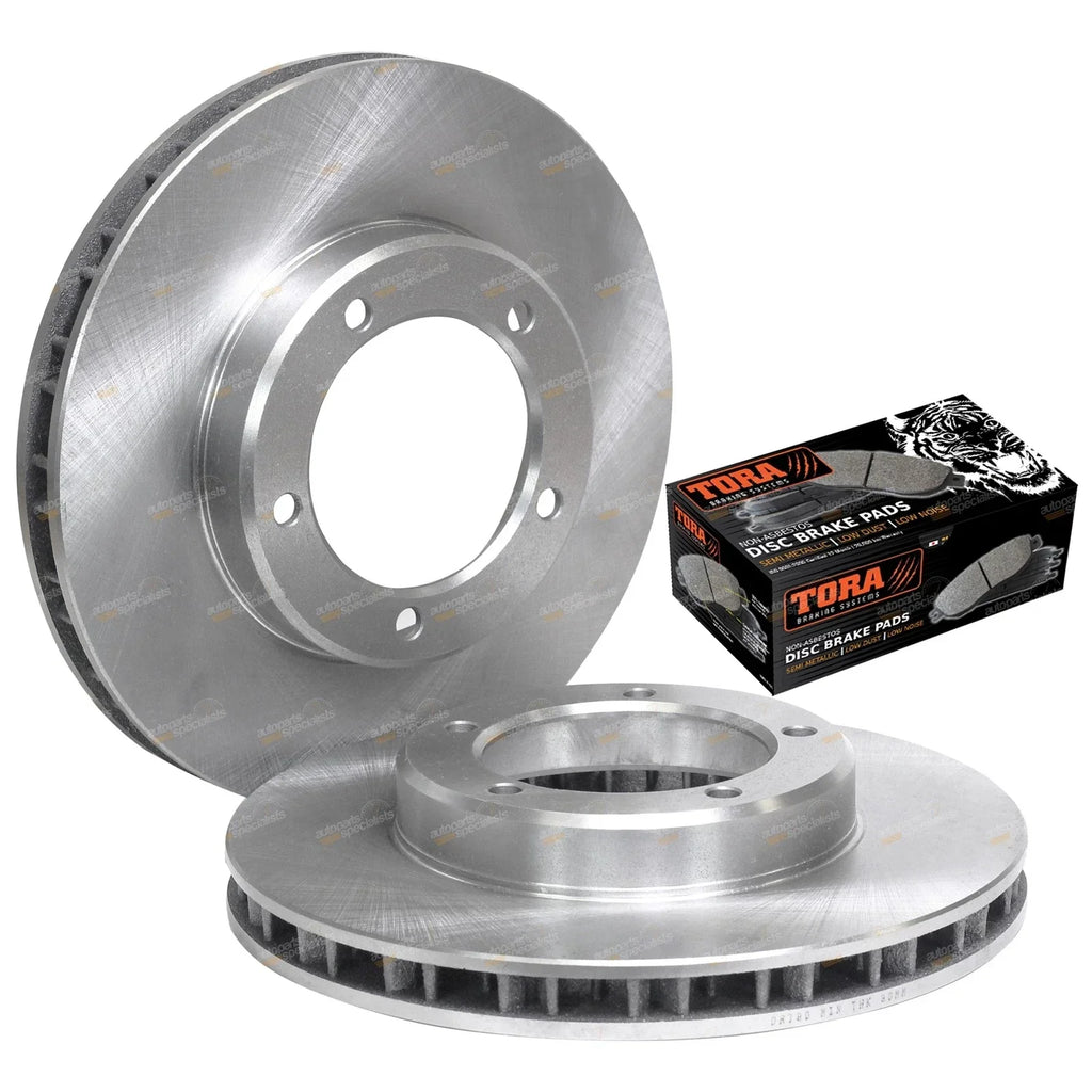 Front Disc Rotors + Pads 2 x for Landcruiser 76 78 79 105 Series (1998-2017)
