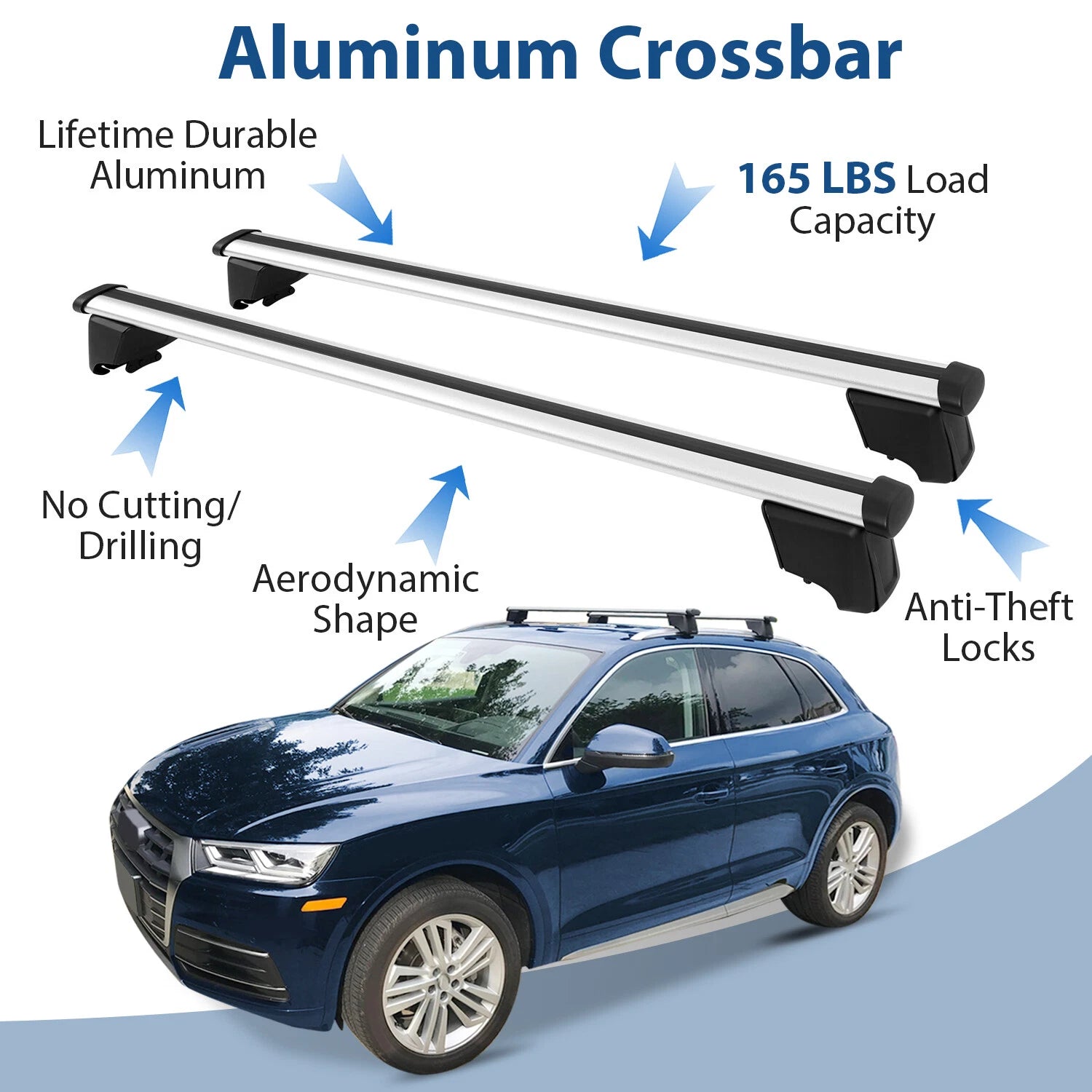 Set of 2 Roof Rack Cross Bars for Audi Q5/SQ5 (2018–2024) #80A860019