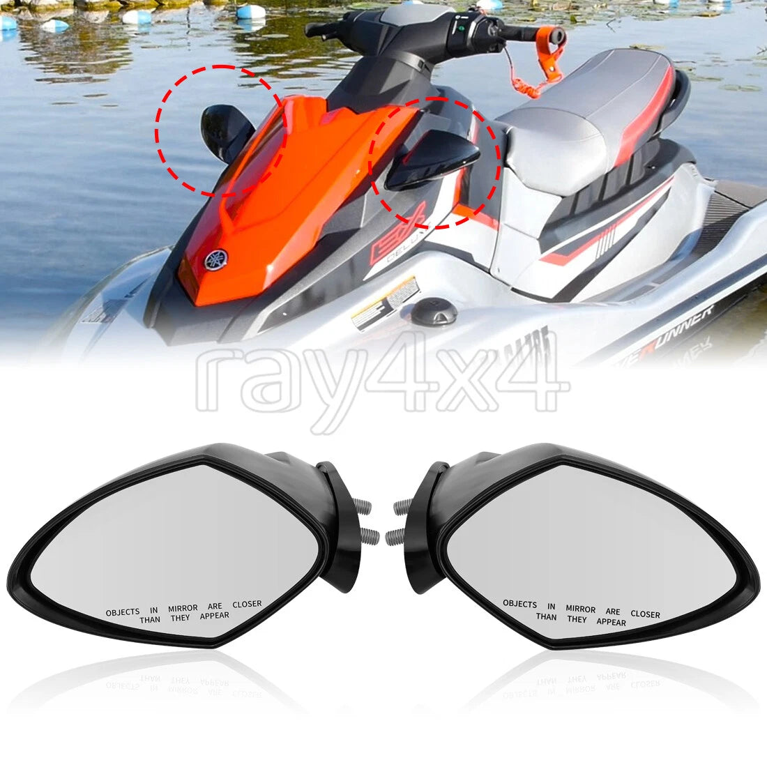 2 Jet Ski Mirrors for Yamaha WaveRunner EX Deluxe/Limited/Sport (2017–2023)