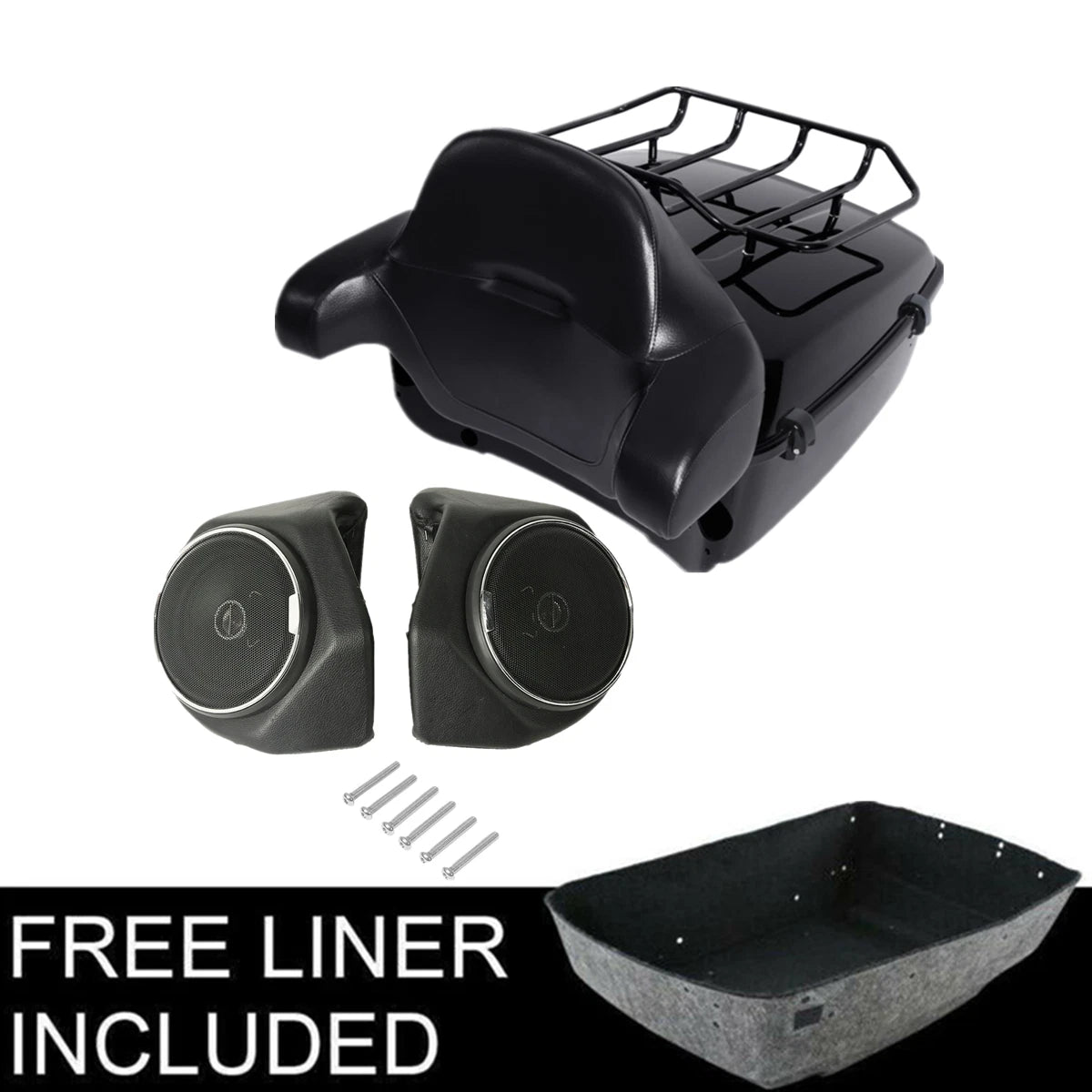 Trunk Rack Backrest Speakers for Harley Touring Road Glide (2014–2023)
