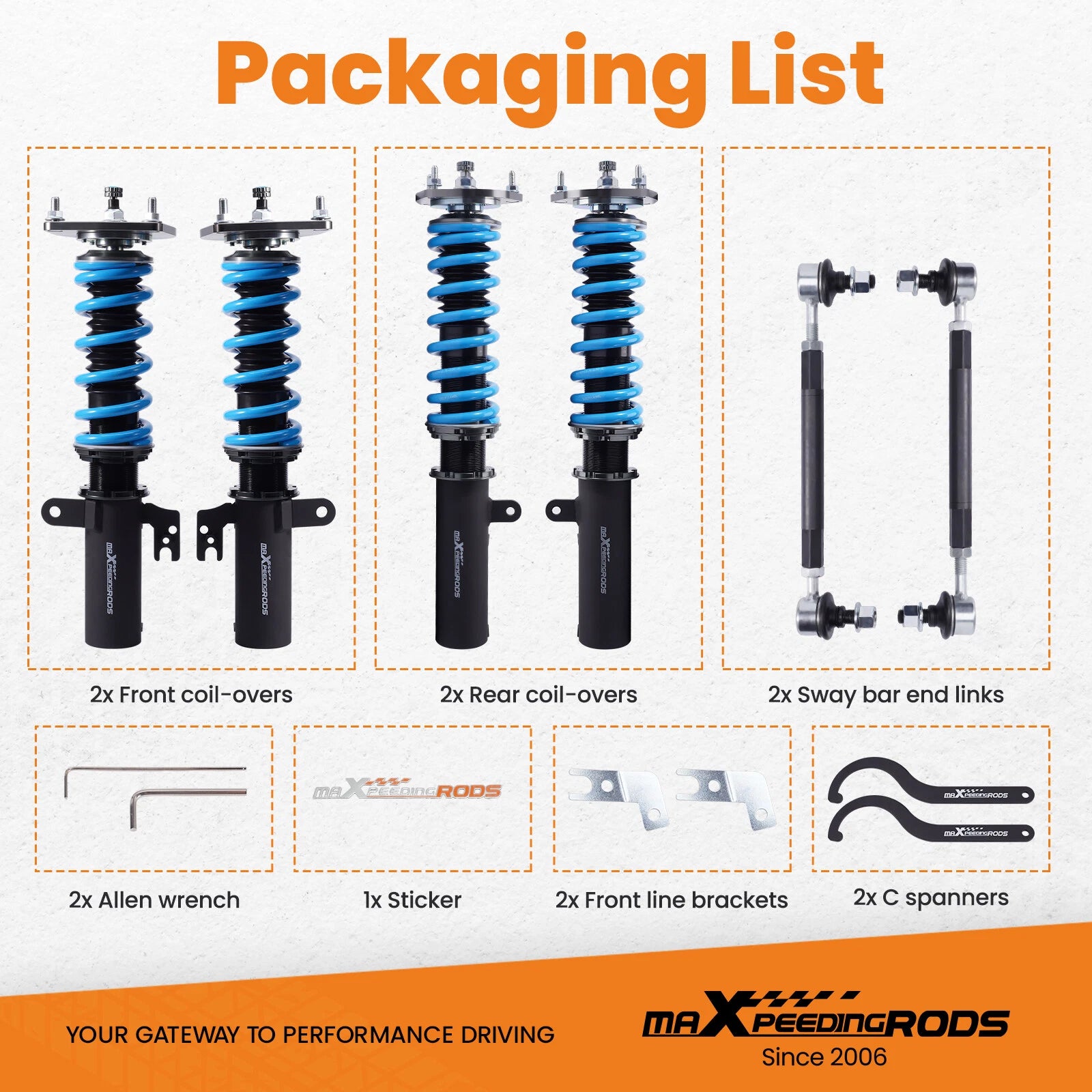 Coilover Suspension Kit for Toyota Camry L/LE/XLE (2012–2017)