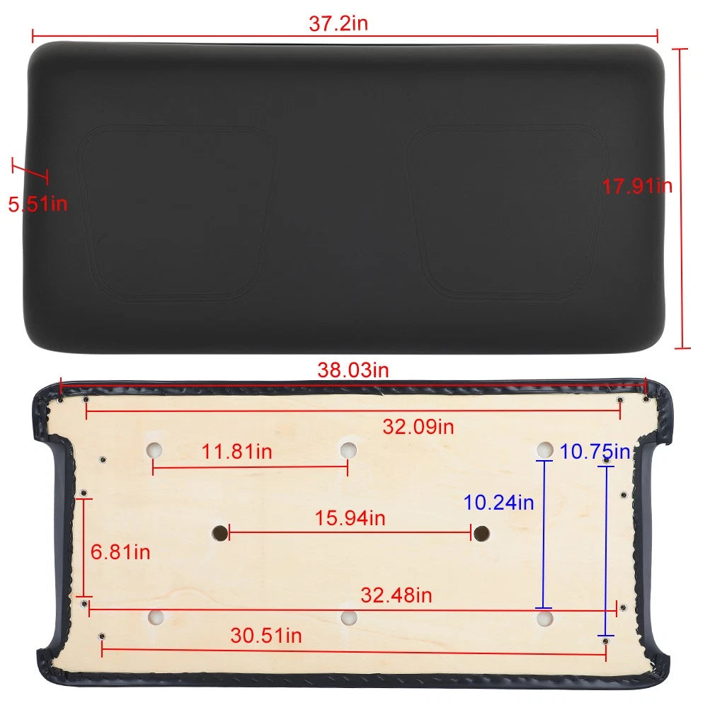 Front Seat Cushion for Club Car DS Golf Cart (Fits 1993–2023) Black