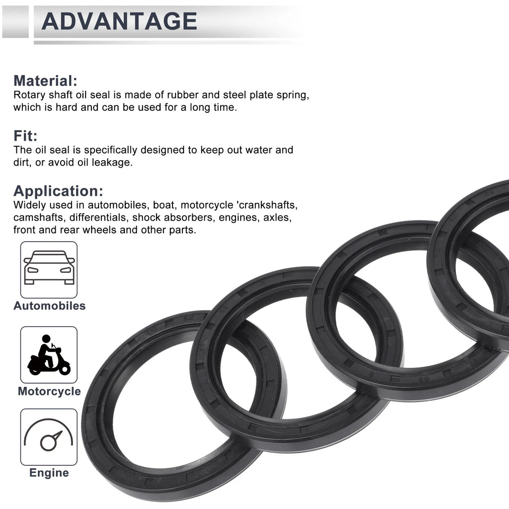 Set of 5 Oil Seal Ring for Rotary Shaft 52x68x8mm NBR Rubber