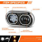 Full LED Halo Dual Projector Headlights for Peterbilt 359 (1967–1987)